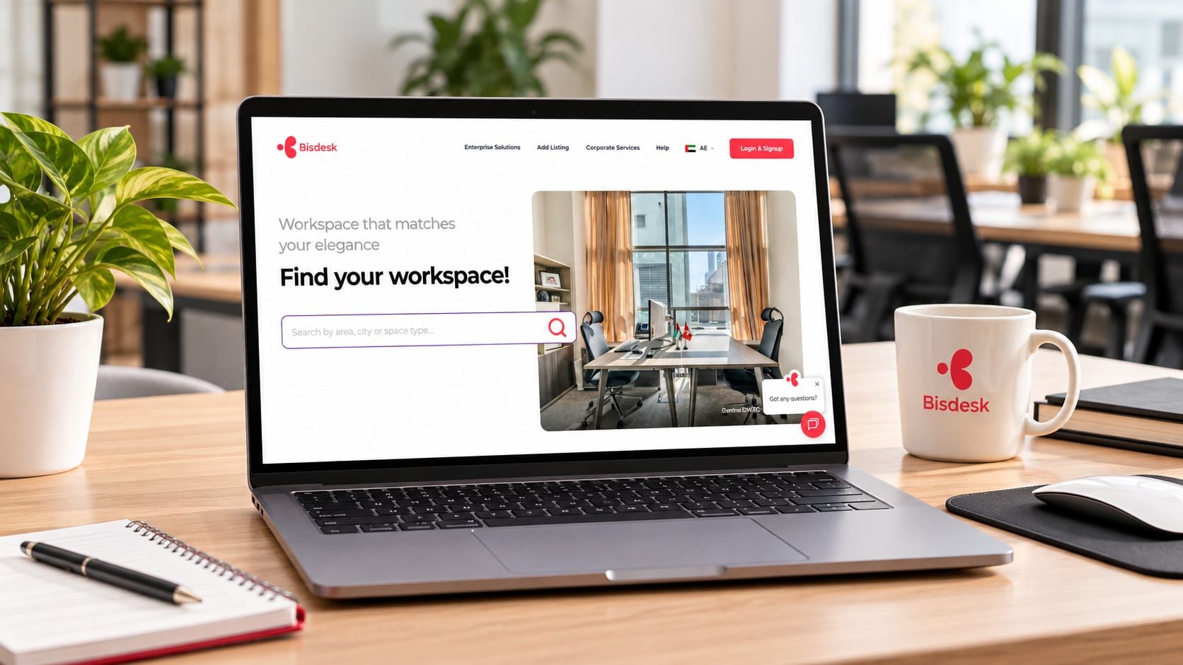 Modern Workspace with Bisdesk Laptop